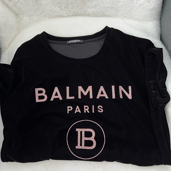 BALMAIN Velvet glitter logo top - Picture 2 of 10